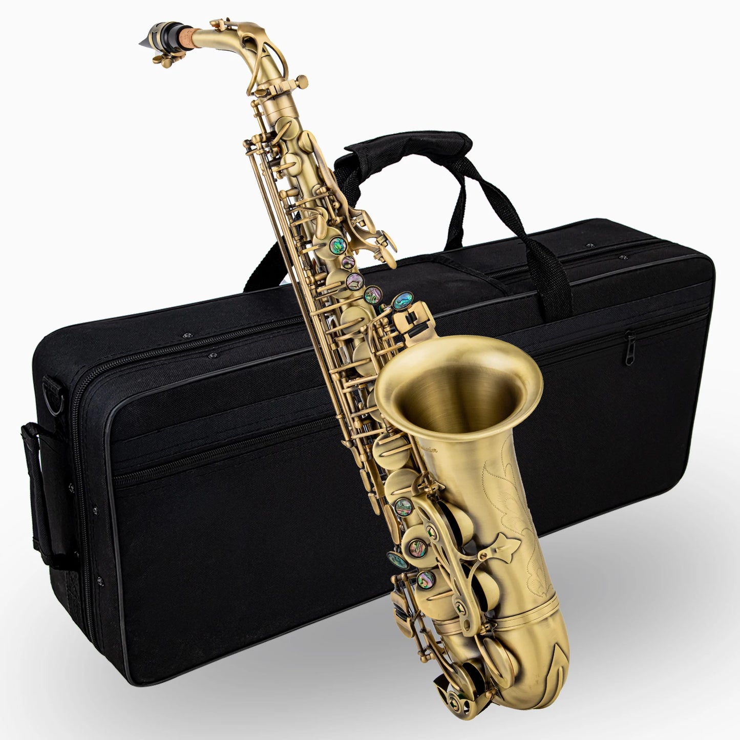 Mindiabair Advanced antique craft Eb alto saxophone saxophone carved pattern woodwind instrument bag other accessories