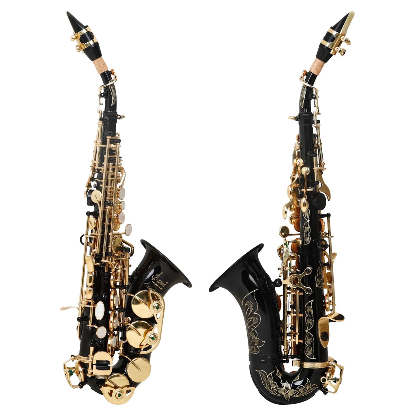 SLADE Bb B Flat Soprano Saxophone Brass Sax Engraved Floral Saxofon With Case Reeds Strap Wind Instrument Parts & Accessories