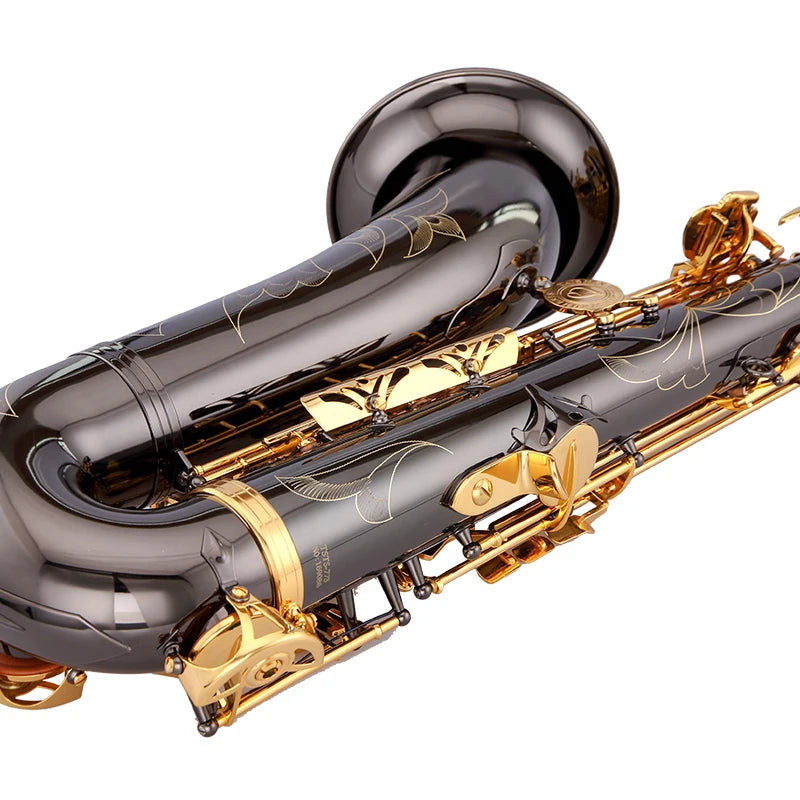 High Quality Black Nickel Gold Lacquer Tenor Saxophone Bb Tone Hand Engraved Brass Body Saxofon Tenor