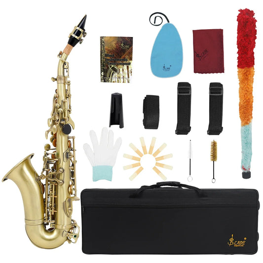 SLADE Golden Soprano Saxophone Professional Woodwind Instrument Bb B Flat Sax With Box&Mouthpiece Musical Instrument Accessories