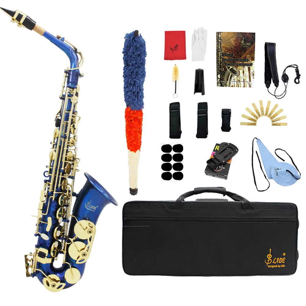 SLADE Eb Alto Saxophone E Flat Alto Sax Woodwind Instrument Saxofone with Case Strap Gloves Reeds Cleaning Brush Accessories